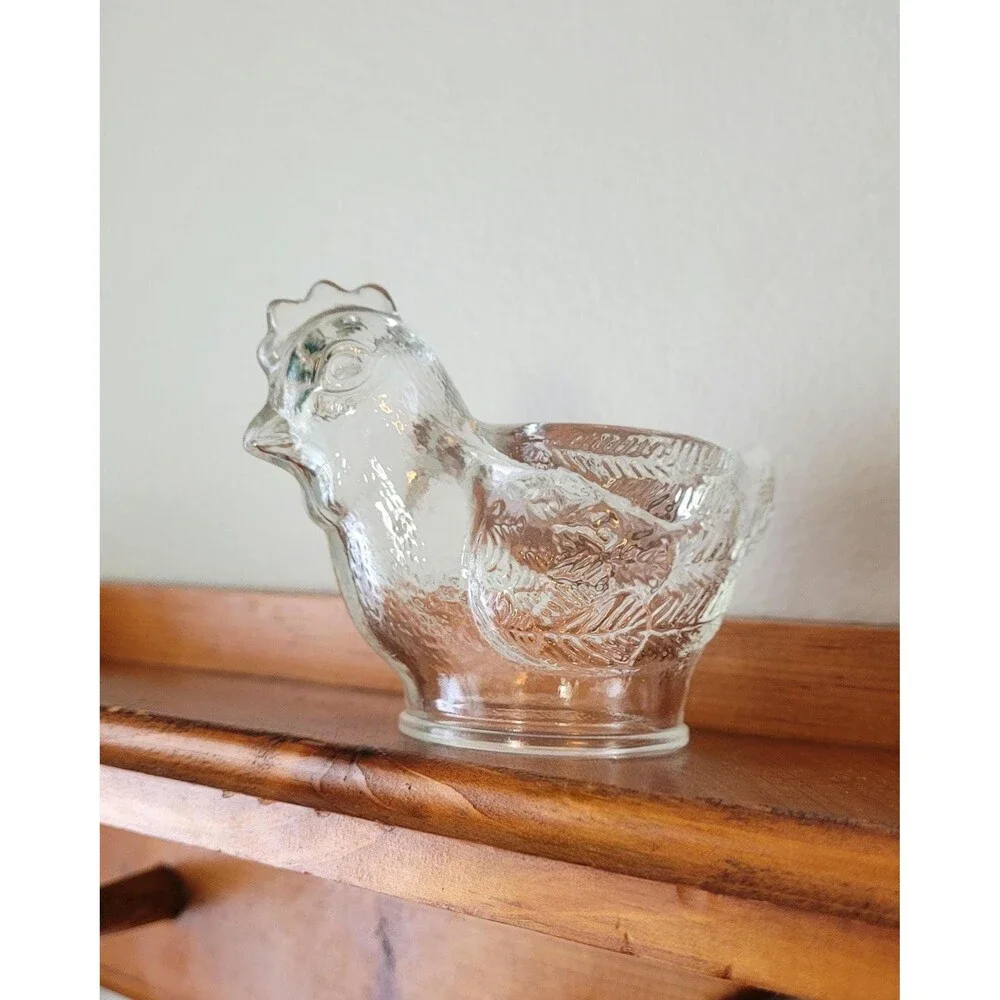 Vintage Egg Cup Clear Glass Hen on Nest WMF Germany